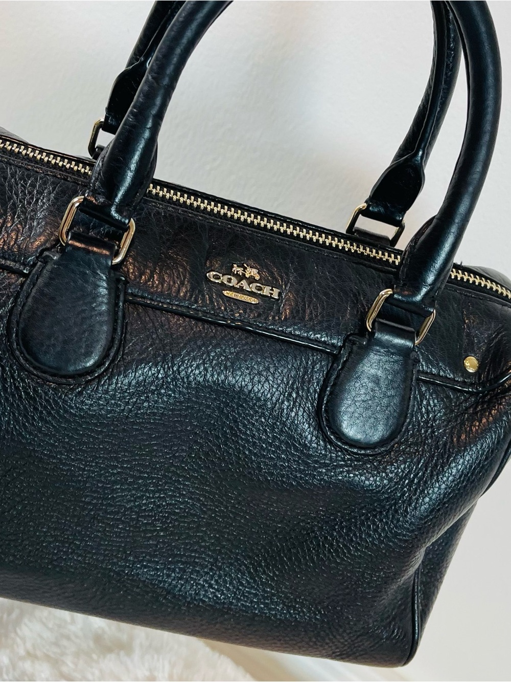 Coach Black Pebbled Leather Satchel Bag